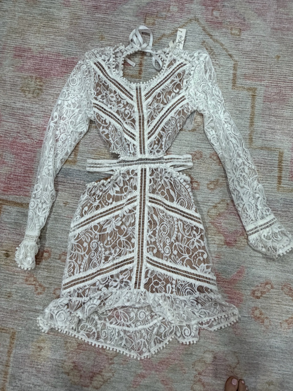 For Love And Lemons Brown Bodysuit with White Lace Trim - Picture 3 of 7